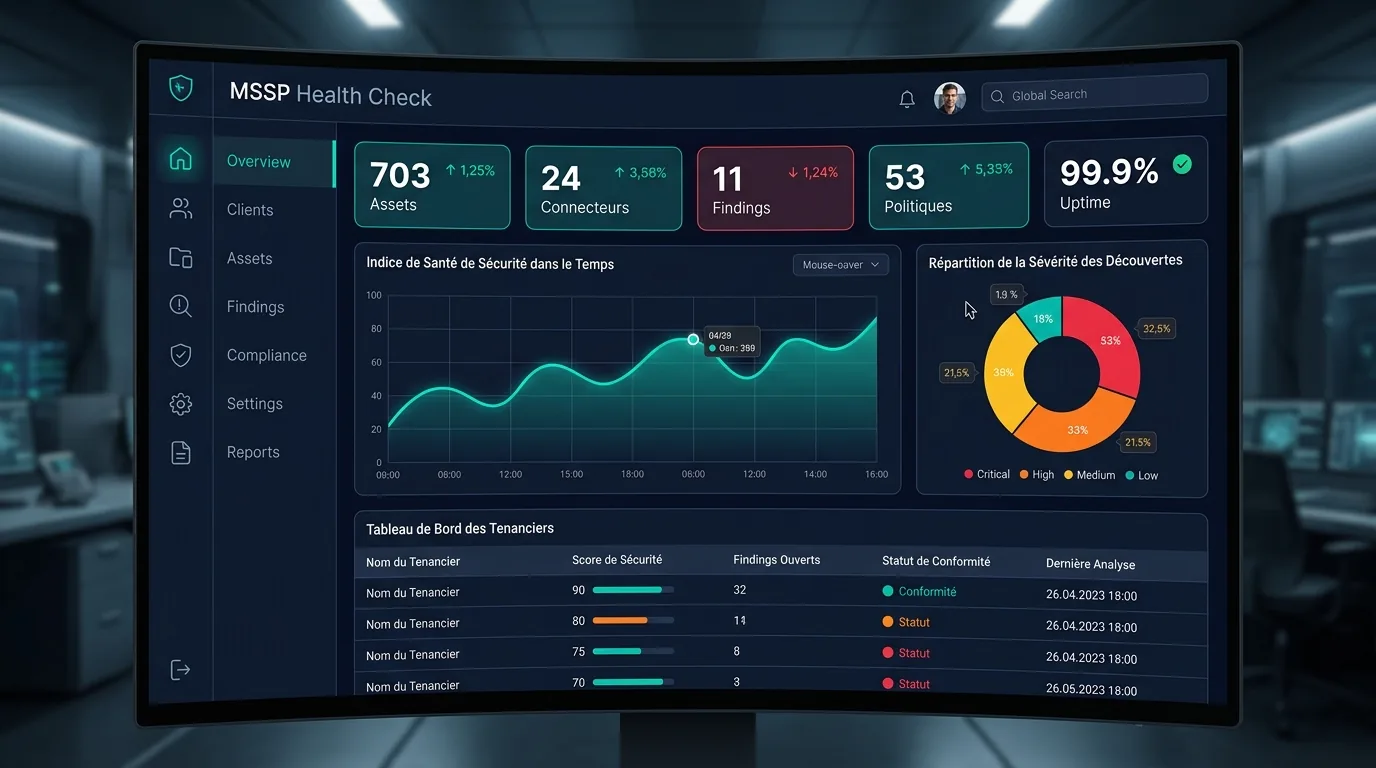 Dashboard MSSP Health Check — supervision Kaspersky Security Center en temps réel